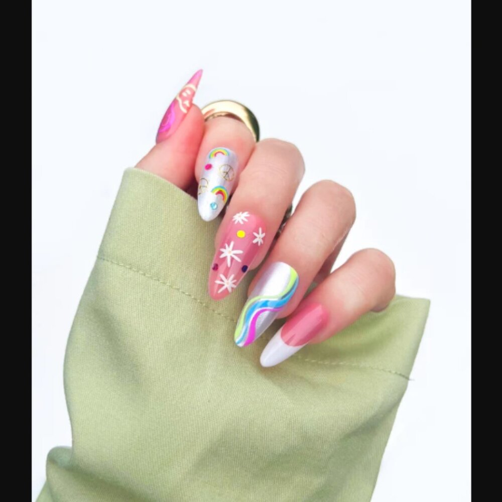 🔥3/$30 NIP Deco Miami Beauty Stay Groovy Nail Art Stickers Full Size Sheet - Picture 2 of 6